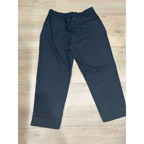 NEW Black Pleated High Rise Crop Cuffed Dress Pants L - Picture 3 of 4